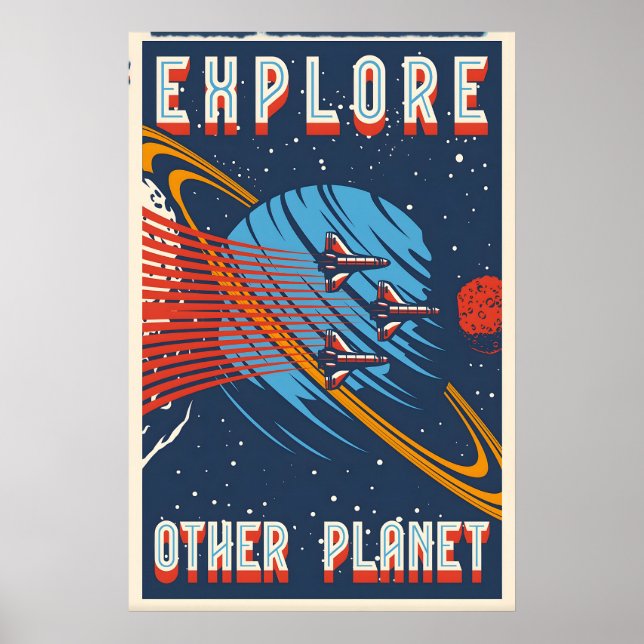 Affiche de voyage spatial d'exploration d'autres p (Devant)