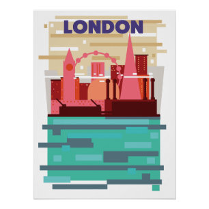 Affiche de voyage sur la skyline de Londres.