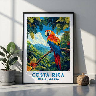 Affiche de voyage sur le perroquet du Costa Rica p