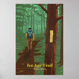 Affiche de voyage sur le sentier de l'ère glaciair