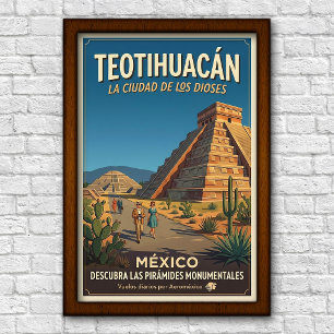 Affiche de voyage Teotihuacán, Mexique années 1960