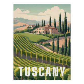 Affiche de voyage Toscane Italie