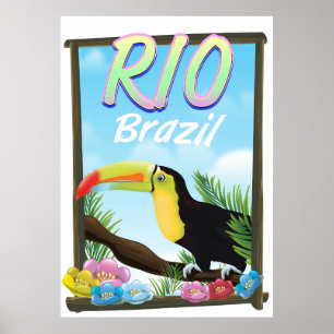 Affiche de voyage Toucan Rio Brésil
