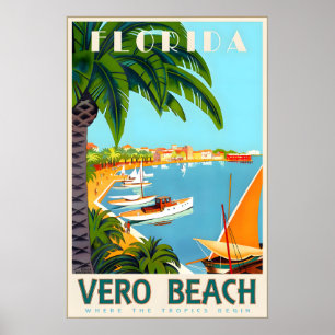 Affiche de voyage tropical atlantique à Vero Beach
