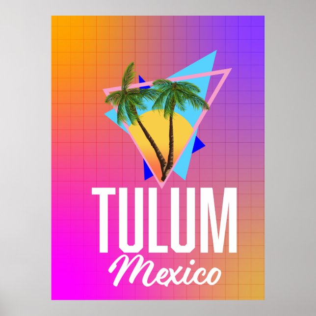 Affiche de voyage Tulum Mexico Retro. (Devant)