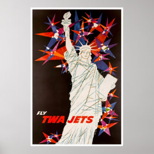 Affiche de voyage TWA Statue de la Liberté Art New