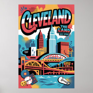 Affiche de voyage urbaine graffiti Cleveland OH