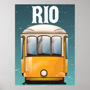Affiche de voyage vacances tramway vintage Rio Bré