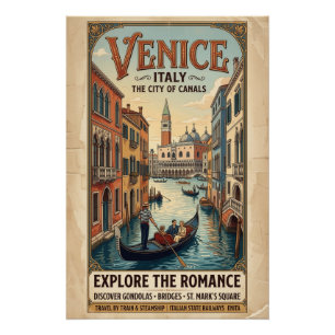Affiche de voyage Venise Italie vintage