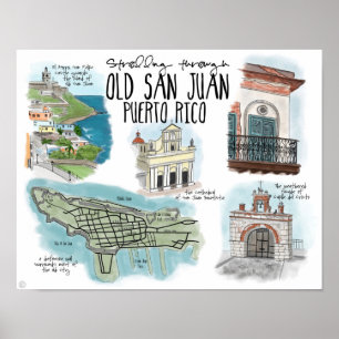 Affiche de voyage : Vieux San Juan de flânerie