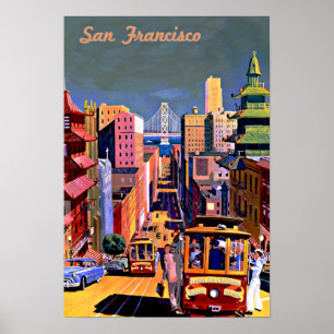 Affiche de voyage vintage à San Francisco