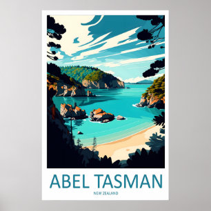 Affiche de voyage vintage Abel Tasman Ski National