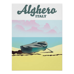 Affiche de voyage vintage Alghero Italie