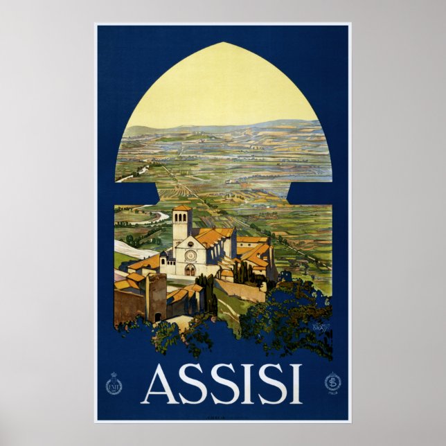 Affiche de voyage vintage Assisi Italie (Devant)
