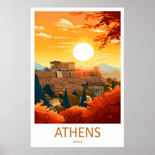 Affiche de voyage vintage Athènes Parc national de