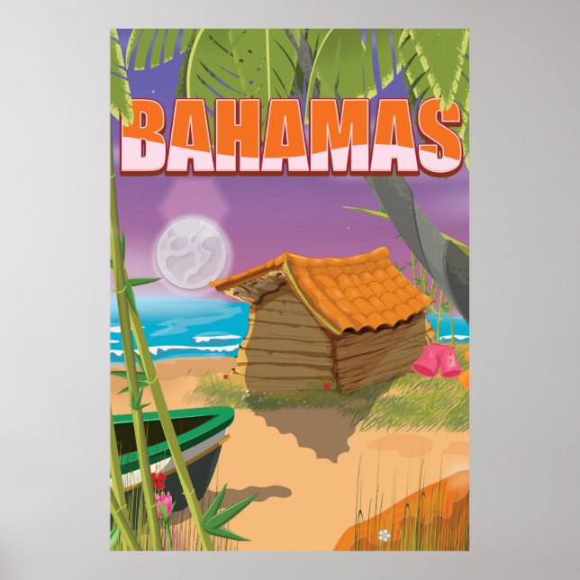 Affiche de voyage vintage aux Bahamas (Devant)