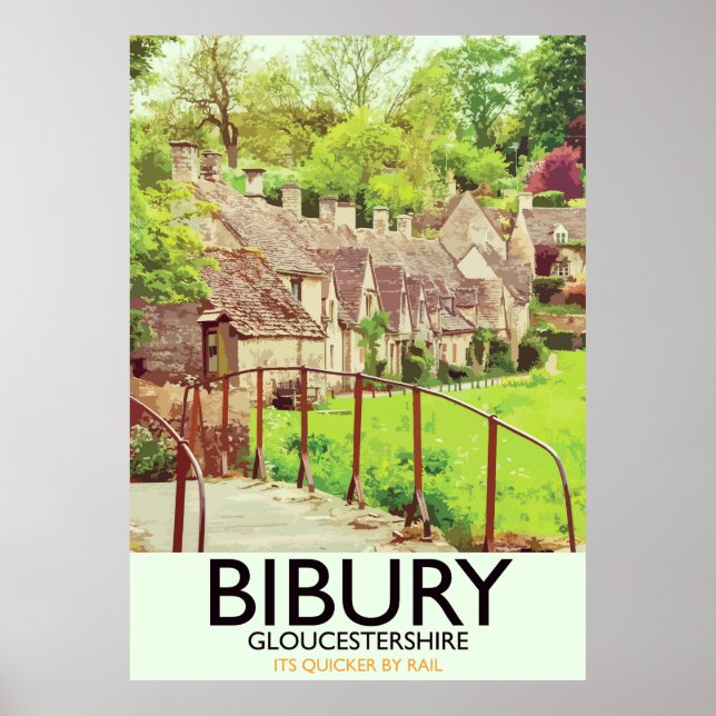 Affiche de voyage vintage Bibury Gloucestershire (Devant)