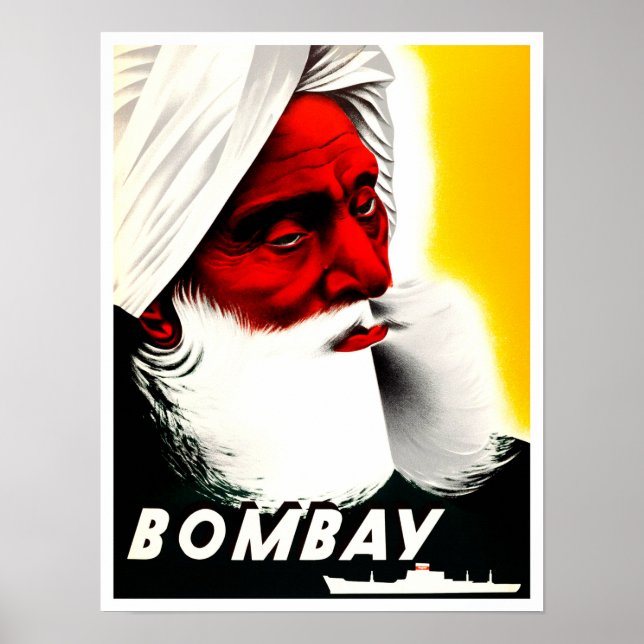 Affiche de voyage vintage Bombay India (Devant)