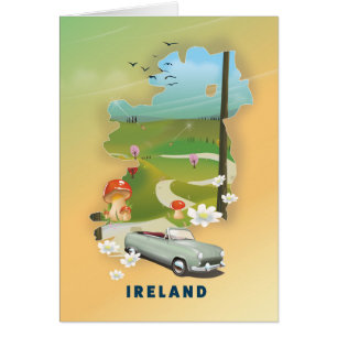 Affiche de voyage vintage carte d'Irlande