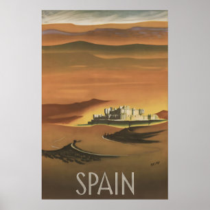 Affiche de voyage vintage Château d'Espagne Coca S