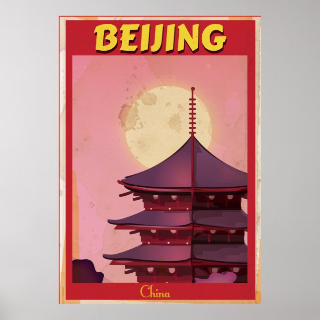 Affiche de voyage vintage Chine Pékin (Devant)