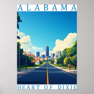 Affiche de voyage vintage "Cœur de Dixie" de l'Ala