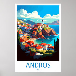 Affiche de voyage vintage d'Andros Ski Parc nation