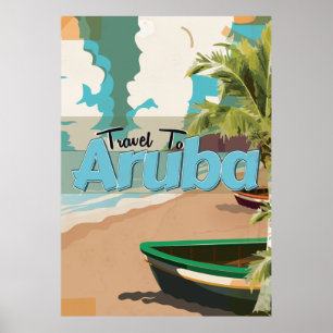 Affiche de voyage vintage d'Aruba.