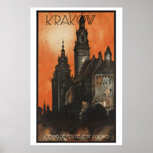 Affiche de voyage vintage de Cracovie Pologne - En