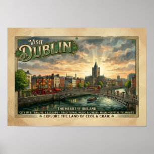 Affiche de voyage vintage de Dublin
