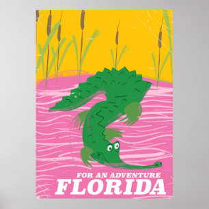 Affiche de voyage vintage de Florida Alligator