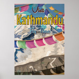 Affiche de voyage vintage de Katmandou