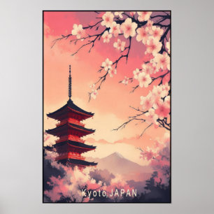Affiche de voyage vintage de Kyoto Japon