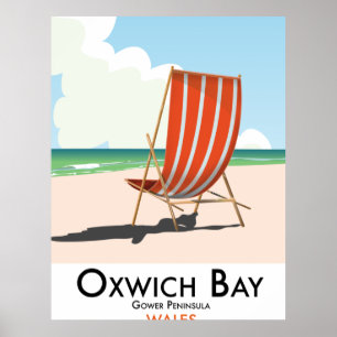 Affiche de voyage vintage de la baie d'Oxwich péni