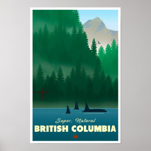 Affiche de voyage vintage de la Colombie-Britanniq