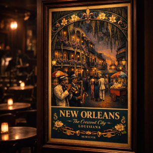 Affiche de voyage vintage de la Nuit de Jazz de la