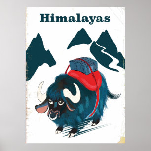 Affiche de voyage vintage de l'Himalaya