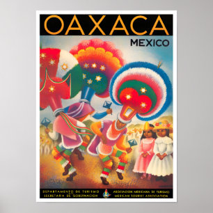 affiche de voyage vintage de Mexico Oaxaca