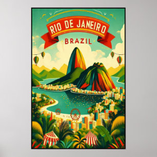 Affiche de voyage vintage de Rio de Janeiro