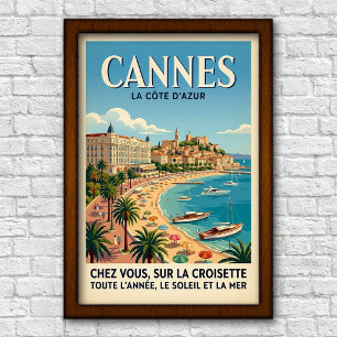 Affiche de voyage vintage des années 1960 à Cannes
