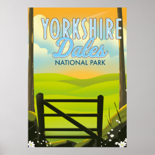 Affiche de voyage vintage des vallées du Yorkshire