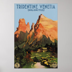 Affiche de voyage vintage Dolomites Italie Trentin