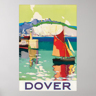 Affiche de voyage vintage Dover Angleterre Falaise
