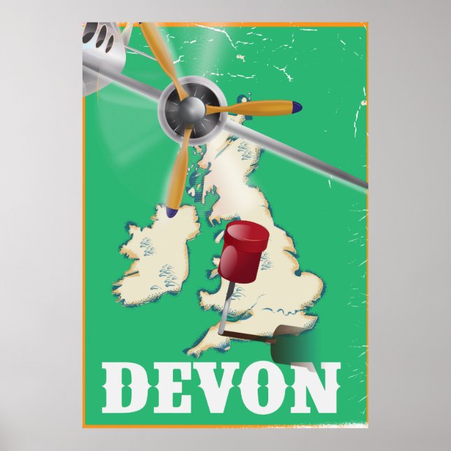 Affiche de voyage vintage du Devon (Devant)