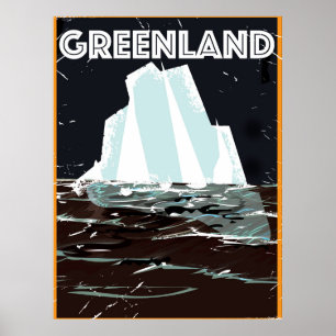 Affiche de voyage vintage du Groenland