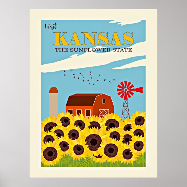 Affiche de voyage vintage du Kansas (Devant)