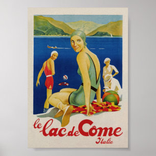 Affiche de voyage vintage du lac de Côme Italie