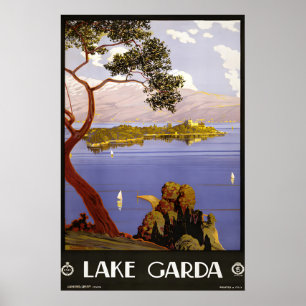 Affiche de voyage vintage du lac de Garde