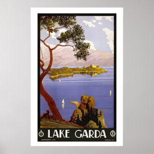 Affiche de voyage vintage du lac de Garde Italie