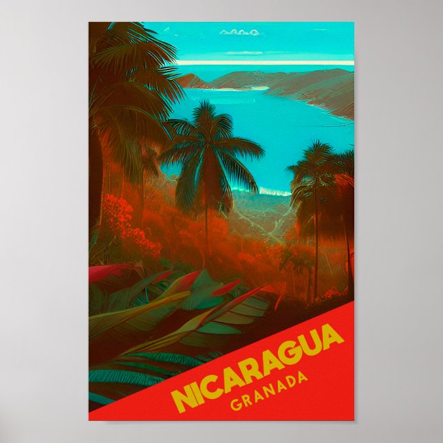 Affiche de voyage vintage du Nicaragua (Devant)